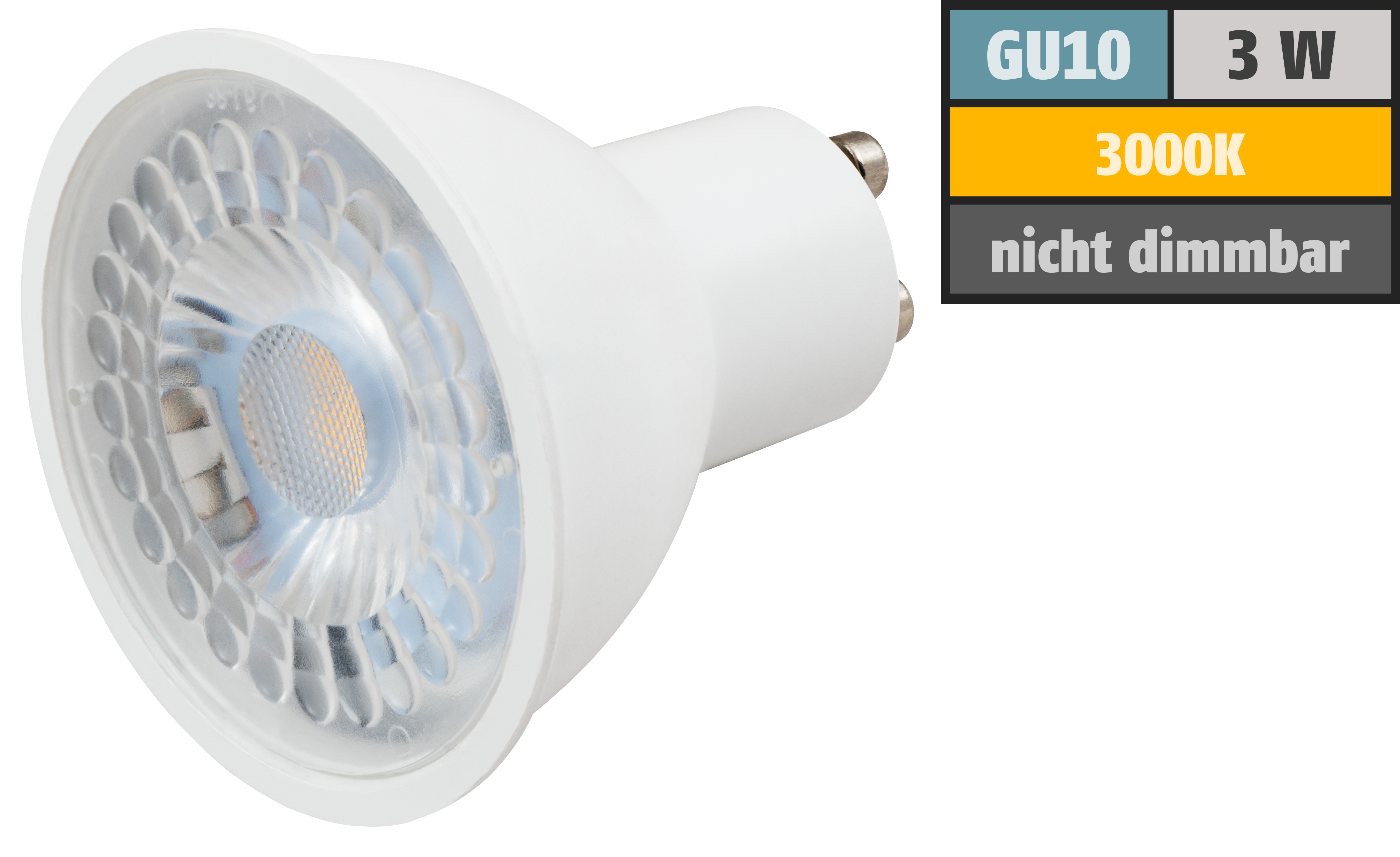 LED-Strahler McShine ''PV-MCOB'' GU10, 3W, 240lm, 38°, 3000K, warmweiß