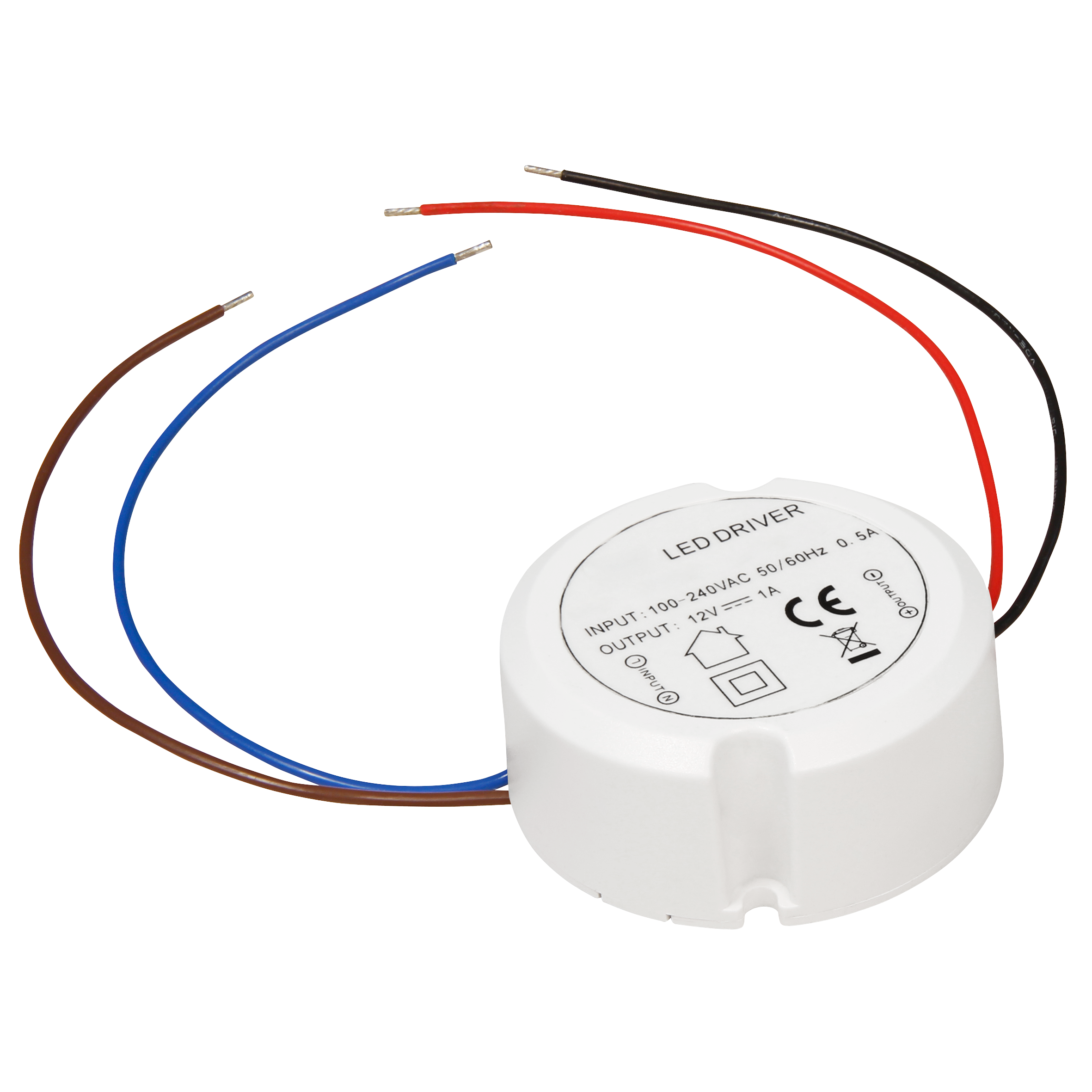 LED-Trafo McShine, elektronisch, 0,5-12W, 230V auf 12V, Ø55x23mm, rund