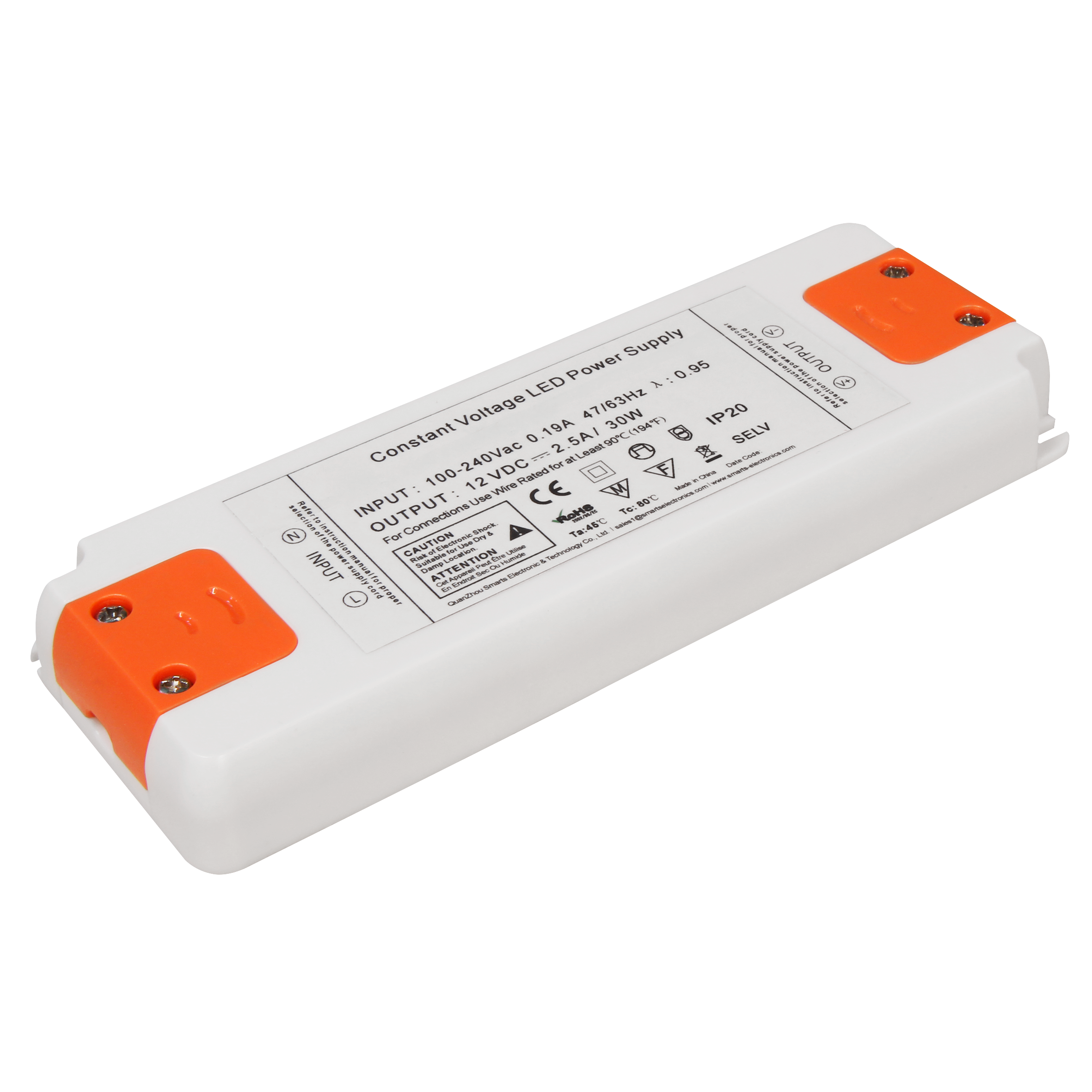 LED-Trafo McShine ''Slim'' elektronisch, 1-30W, 230V auf 12V, 160x58x18mm