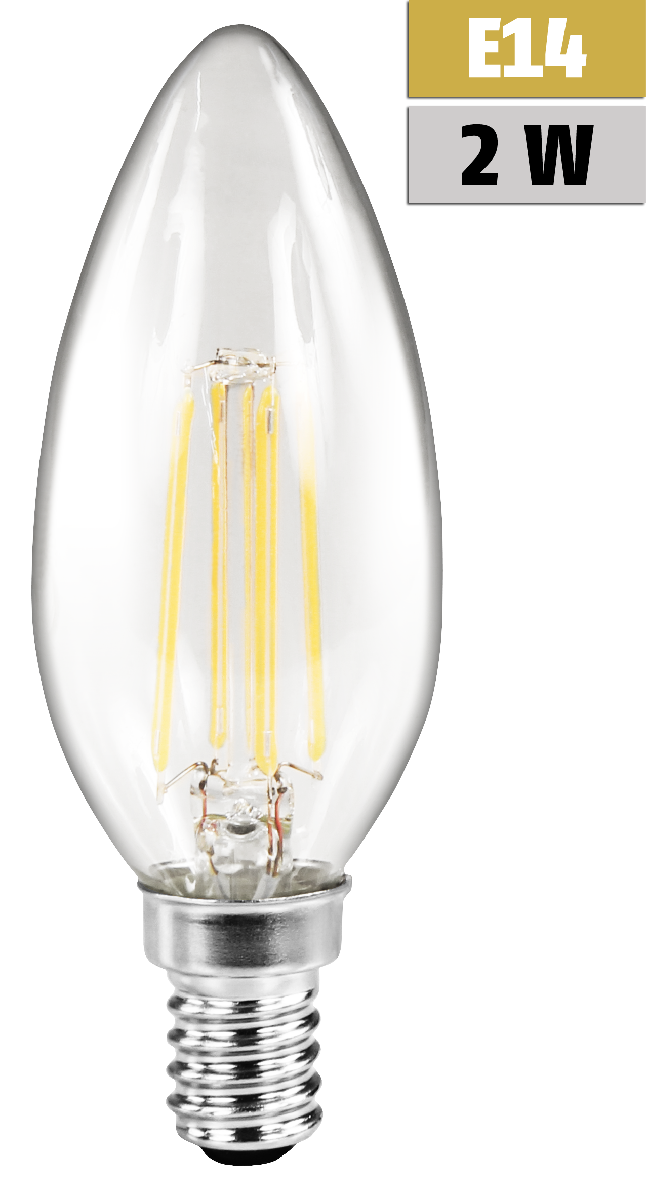 LED Filament Kerzenlampe McShine ''Filed'', E14, 2W, 260 lm, warmweiß, klar