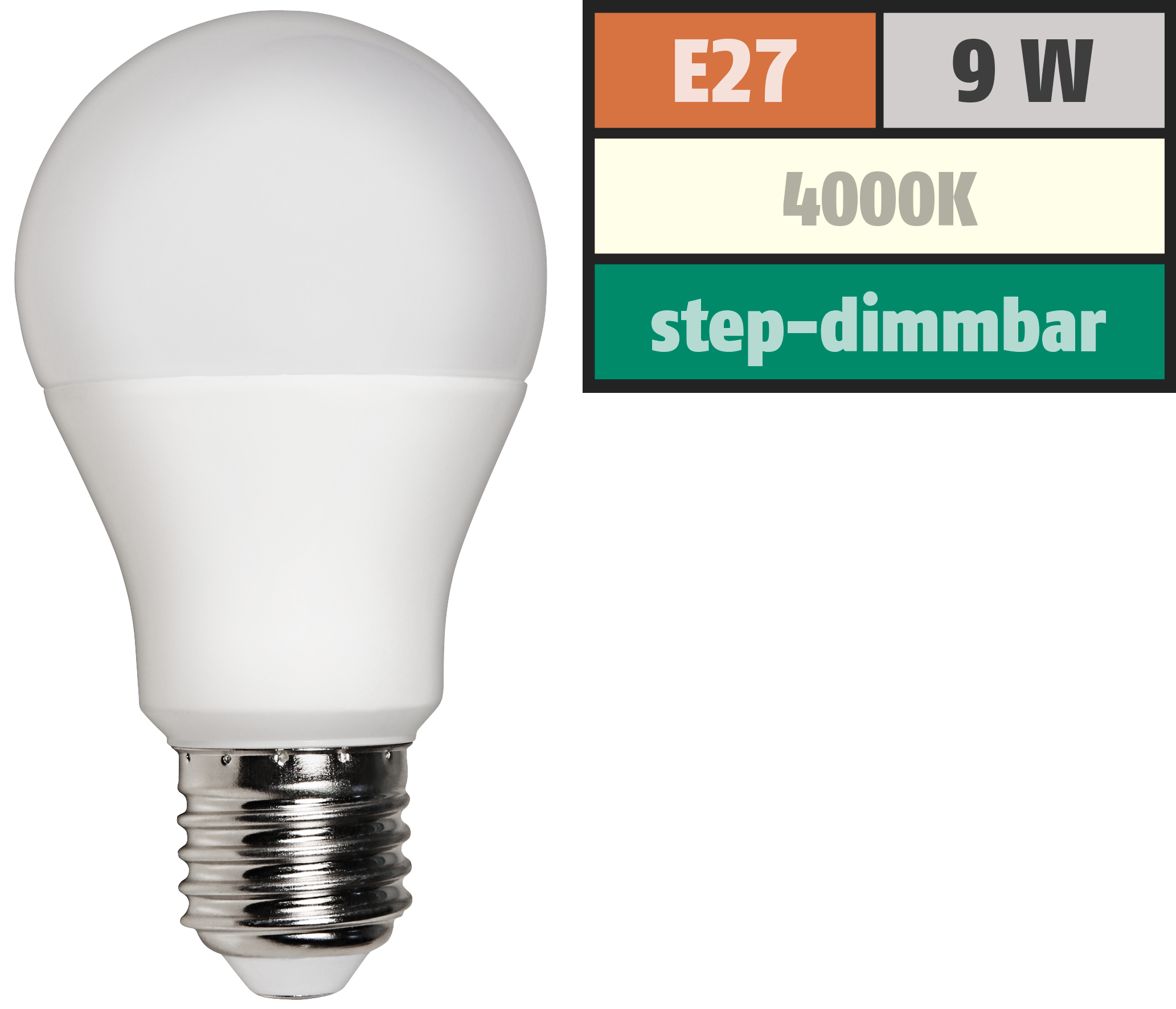 LED Glühlampe McShine  E27 lm step dimmbar 100 50 10%