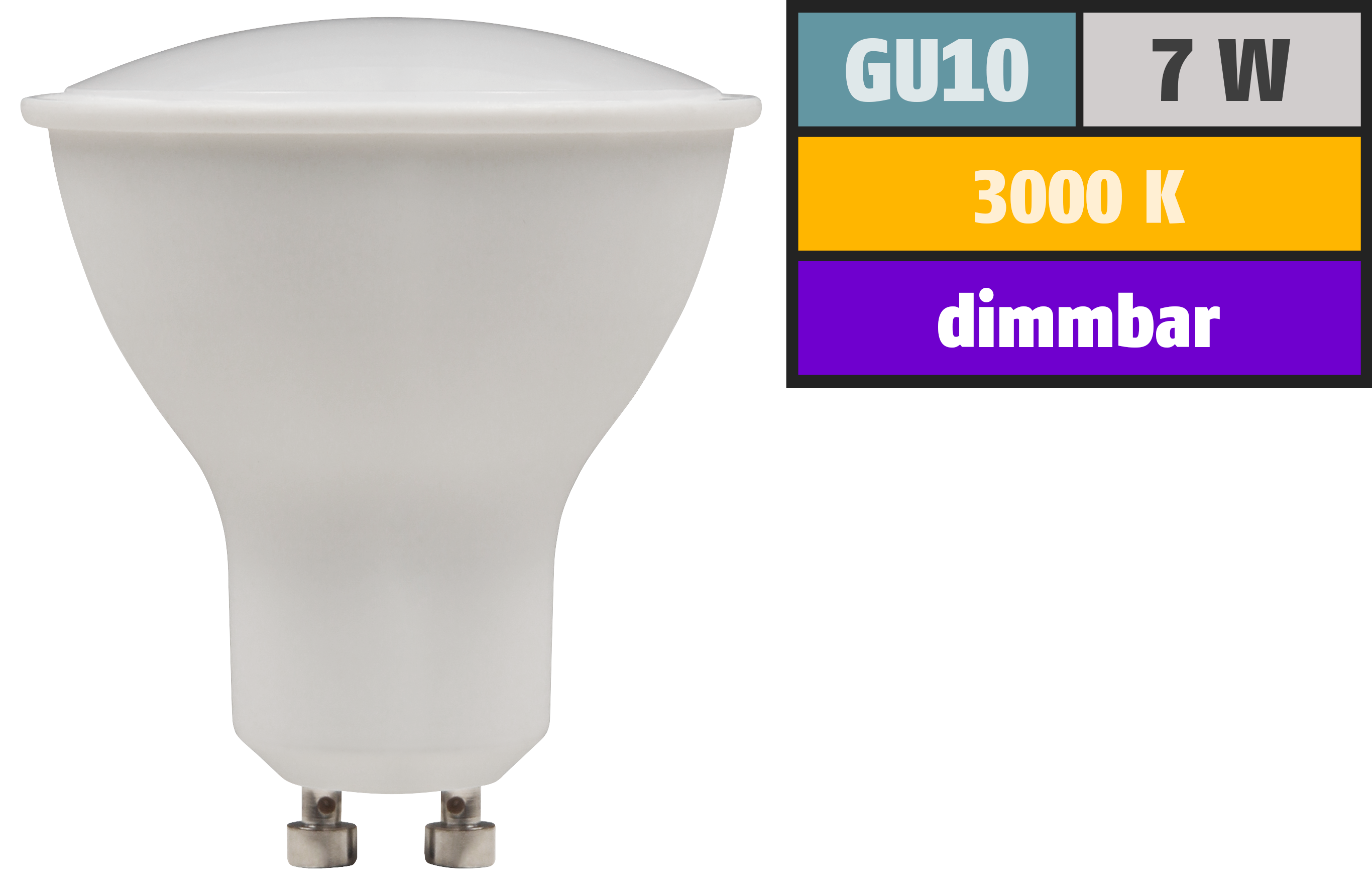LED-Strahler McShine ''PV-70-dim'' GU10, 7W, 520lm, 120°, 3000K, warmweiß, dimmbar