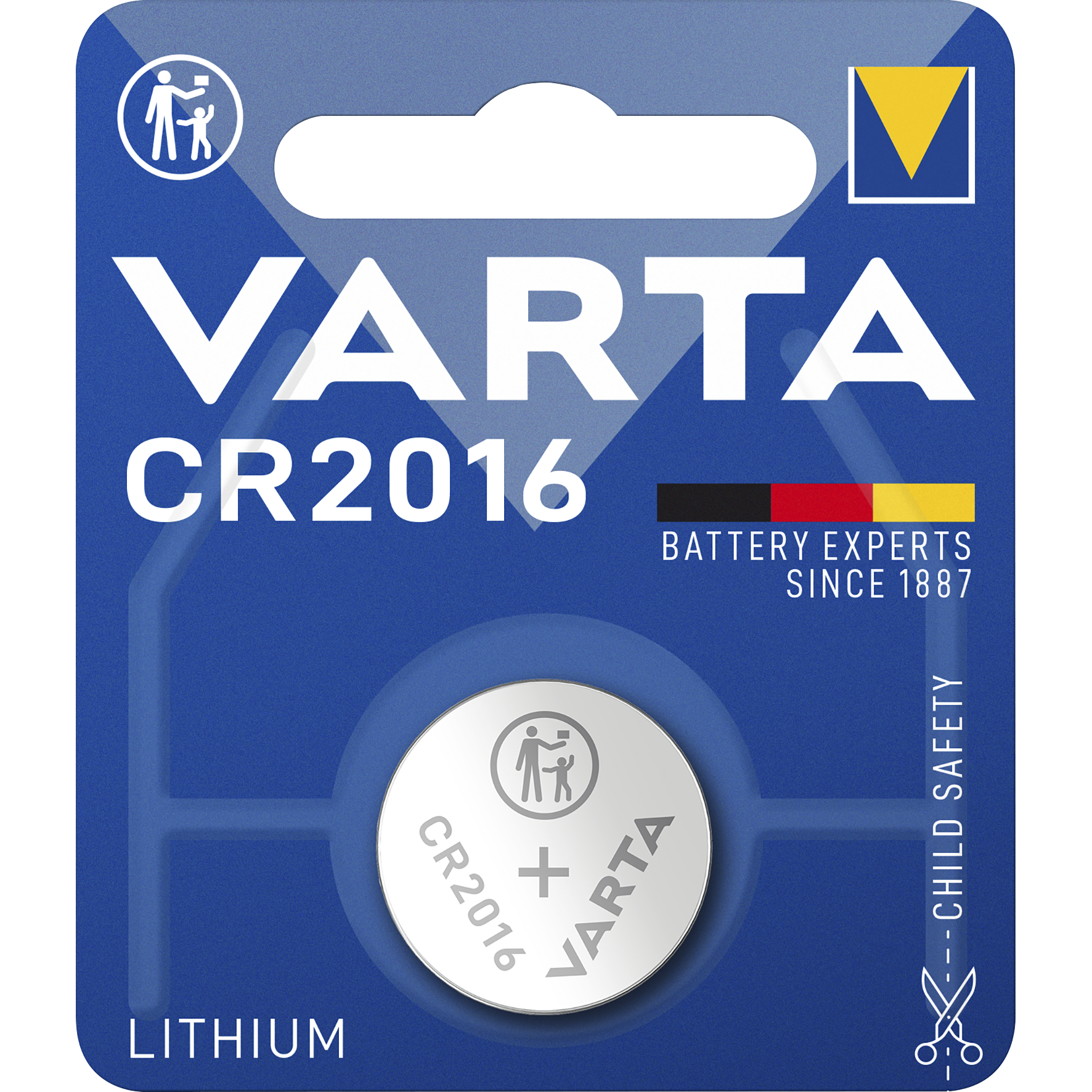 Lithium-Knopfzelle VARTA ''Electronics'', CR 2016, 90mAh, 3V, 1er-Blister