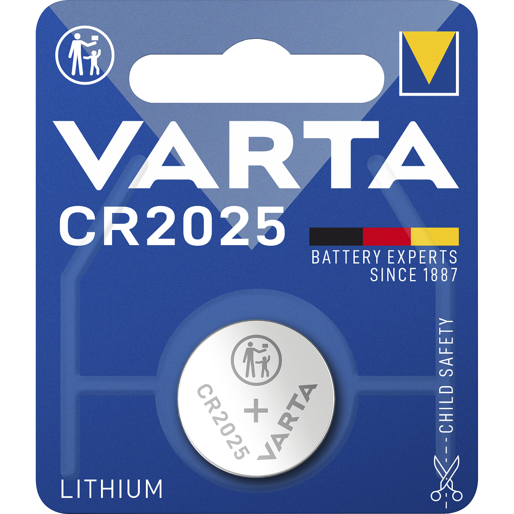 Lithium-Knopfzelle VARTA ''Electronics'', CR 2025, 170mAh, 3V, 1er-Blister