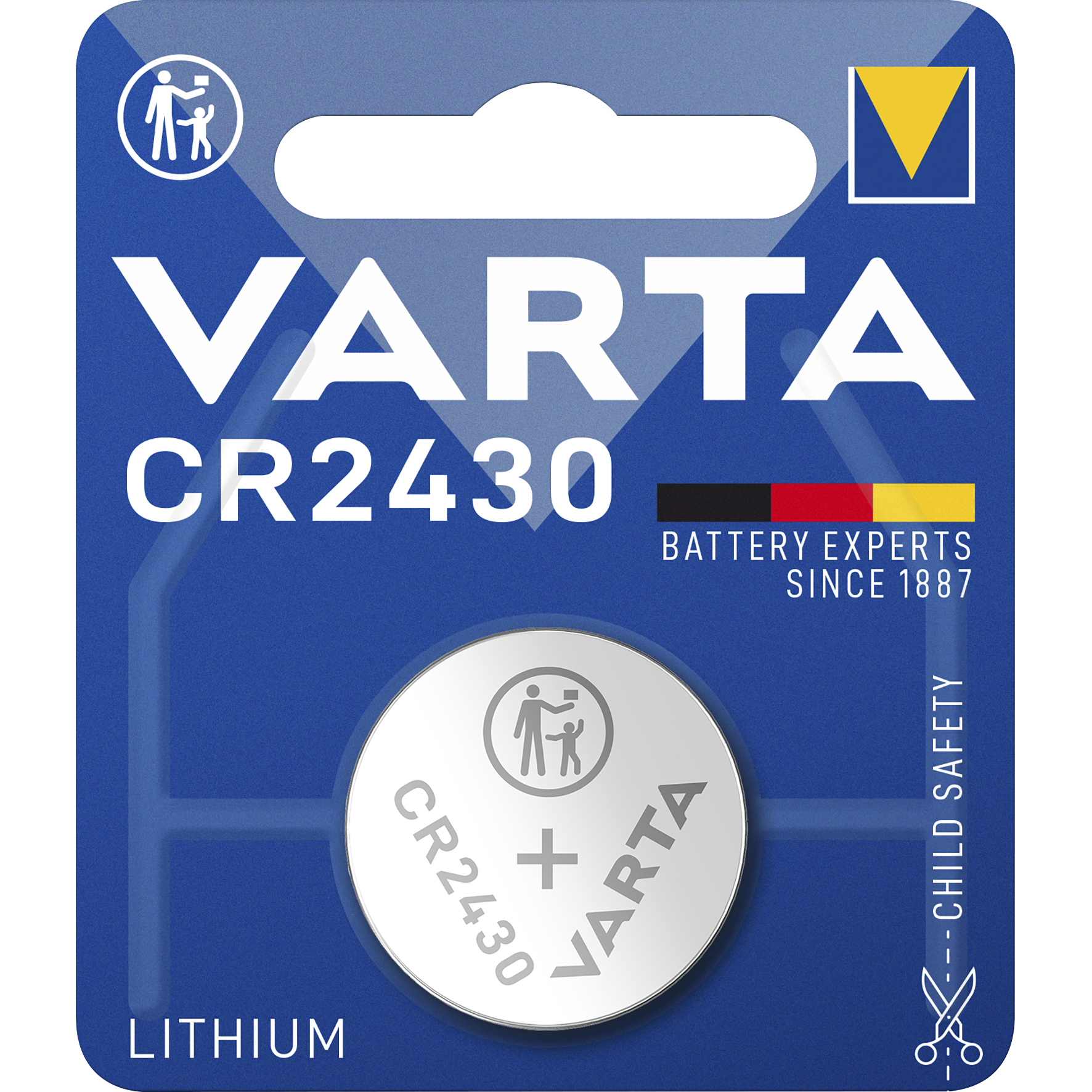 Lithium-Knopfzelle VARTA ''Electronics'', CR 2430, 280mAh, 3V, 1er-Blister