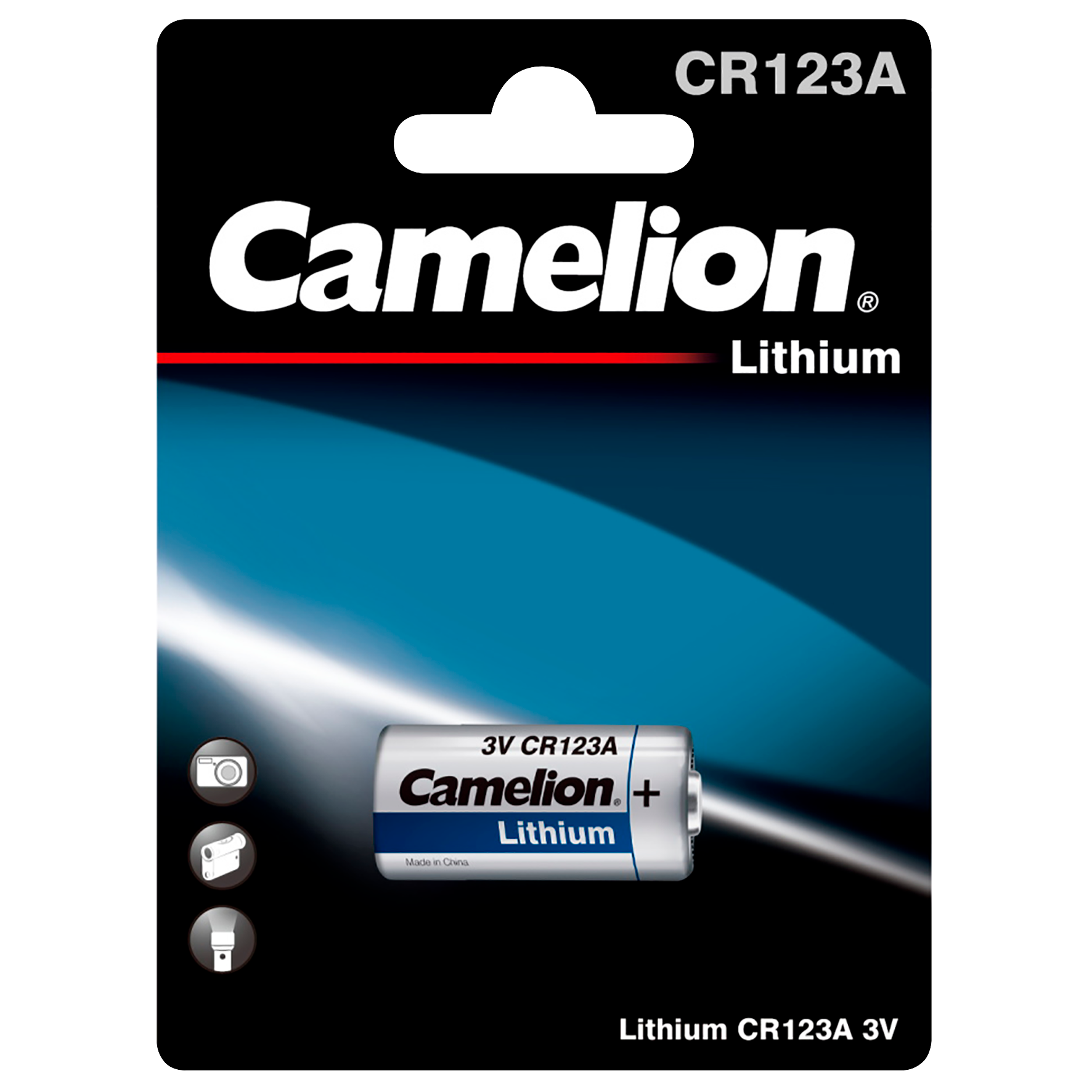 Lithium-Photobatterie CAMELION, CR123A, 3V, 1er-Blister