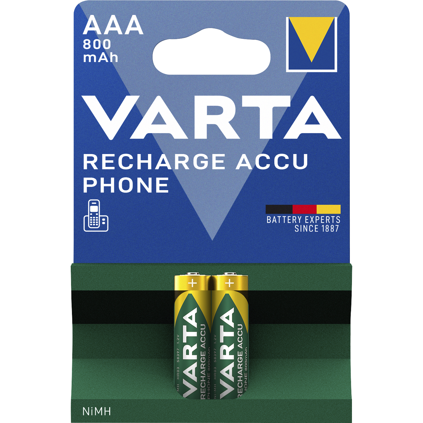 Micro-Akku VARTA ''Accu Phone'', Ni-MH, 800mA, Typ AAA, HR03,2er-Blister