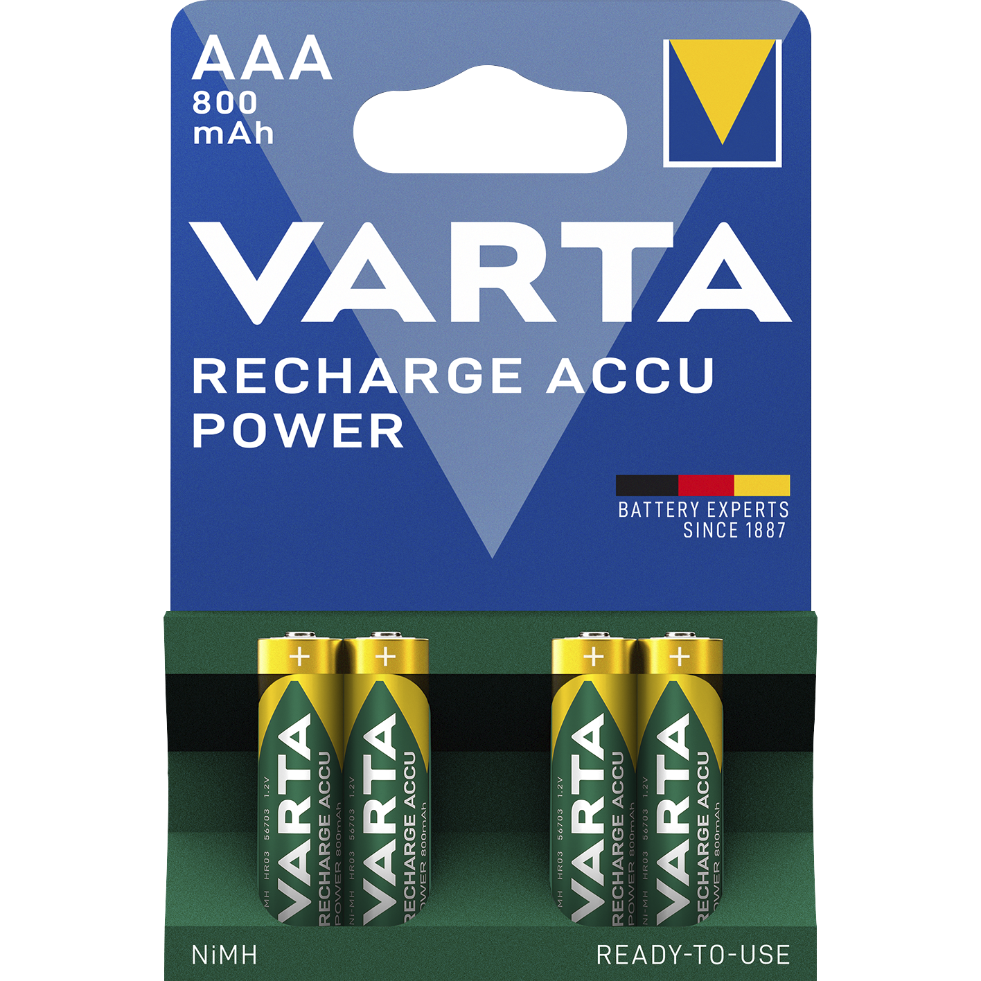 Micro-Akku VARTA ''Accu Power'', Ni-MH, 800mA, Typ AAA, HR03, 4er-Blister