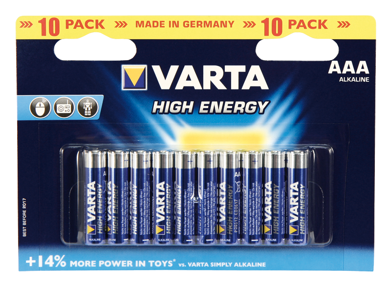 Micro-Batterie VARTA ''HIGH ENERGY'' 1,5V, Typ AAA, 10er-Blister