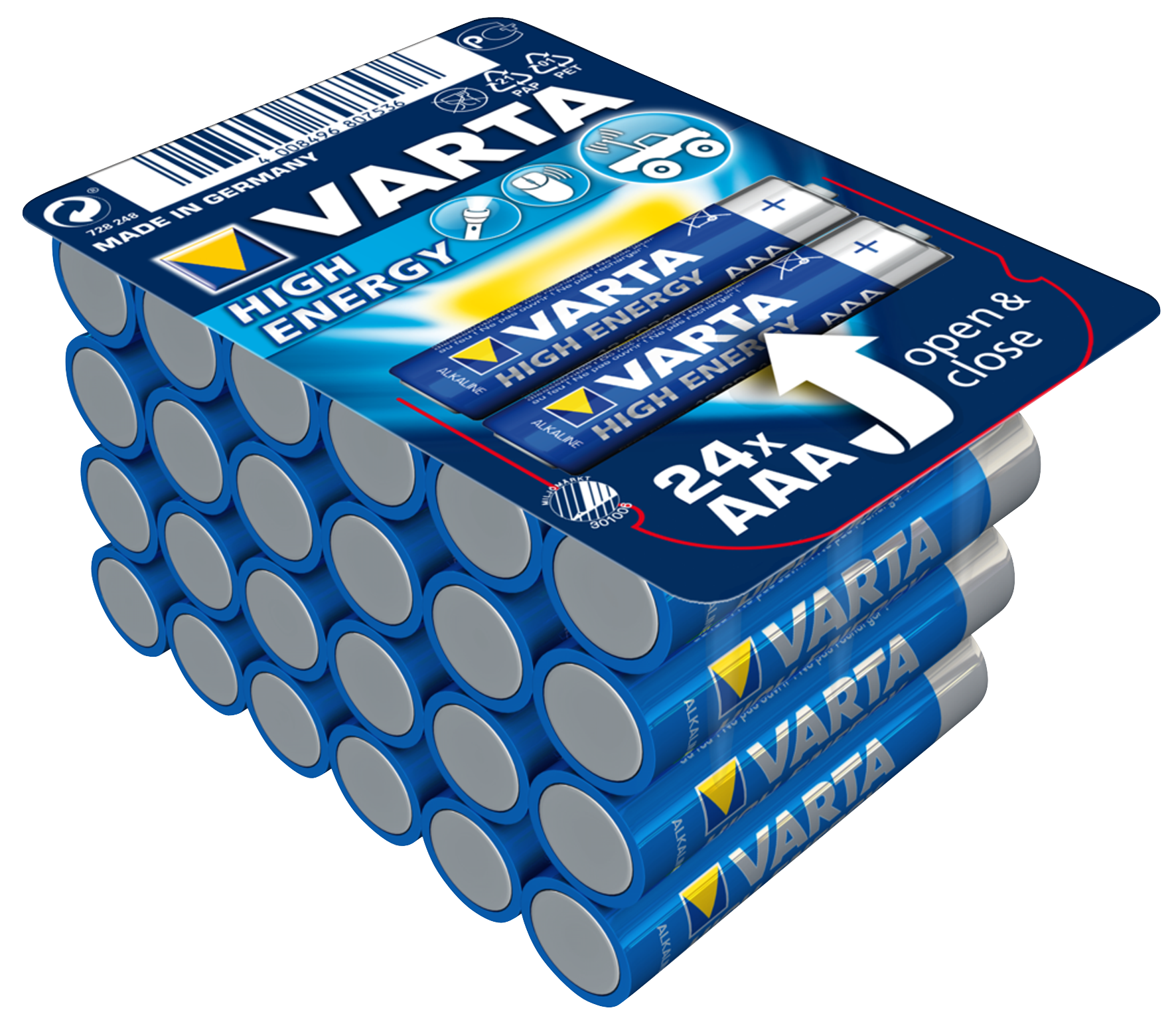 Micro-Batterie VARTA ''HIGH ENERGY'' 1,5V, Typ AAA/LR03, 24er-Haushaltspack