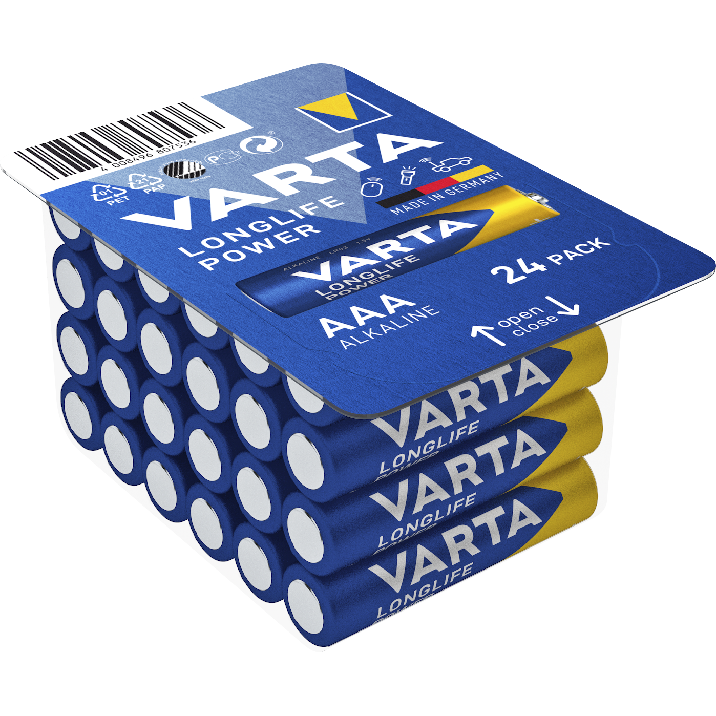 Micro-Batterie VARTA ''Longlife Power'', Alkaline, 1,5V, Typ AAA/LR03, 24er-Haushaltspack