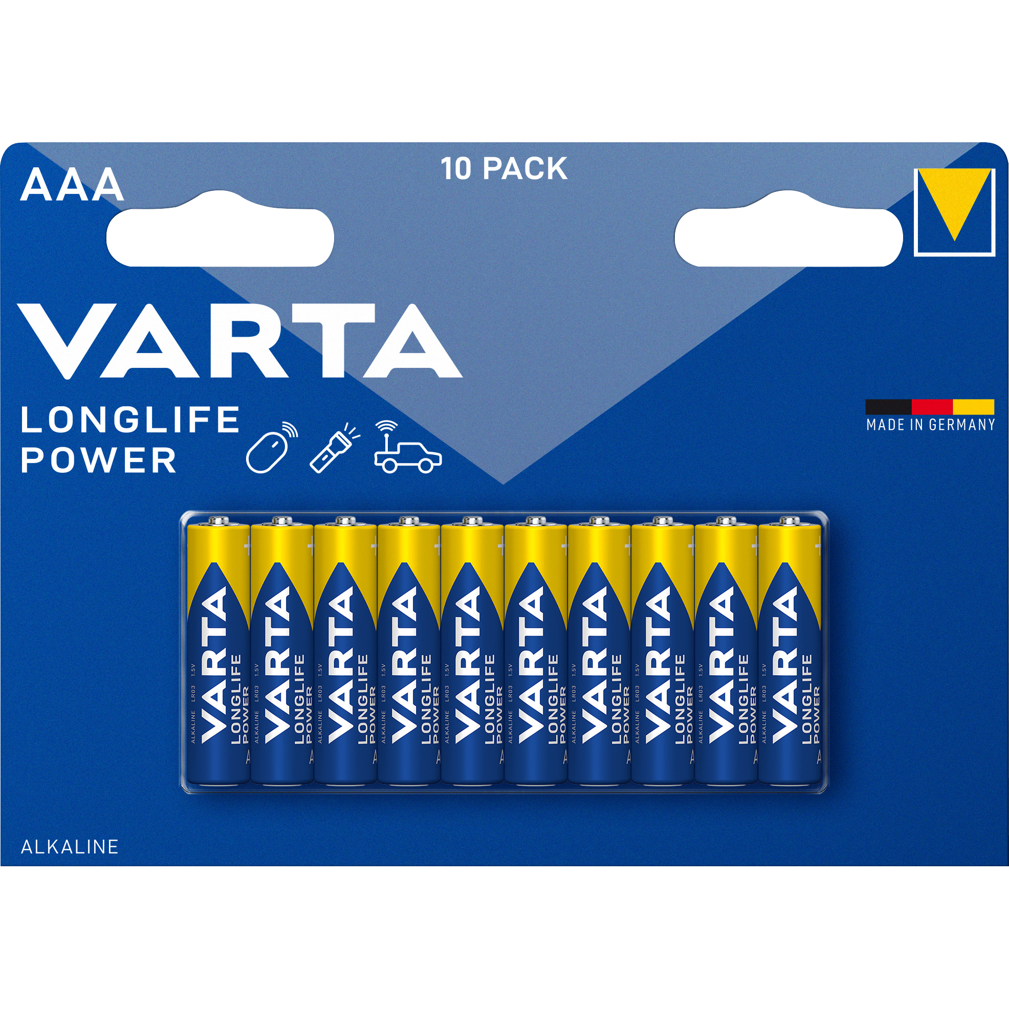Micro-Batterie VARTA ''Longlife Power'', Alkalinen 1,5V, Typ AAA, LR03, 10er-Blister