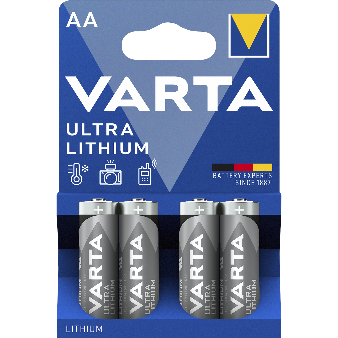 Mignon-Batterie VARTA ''Professional'', Lithium, Typ AA/ FR06, 4er-Blister