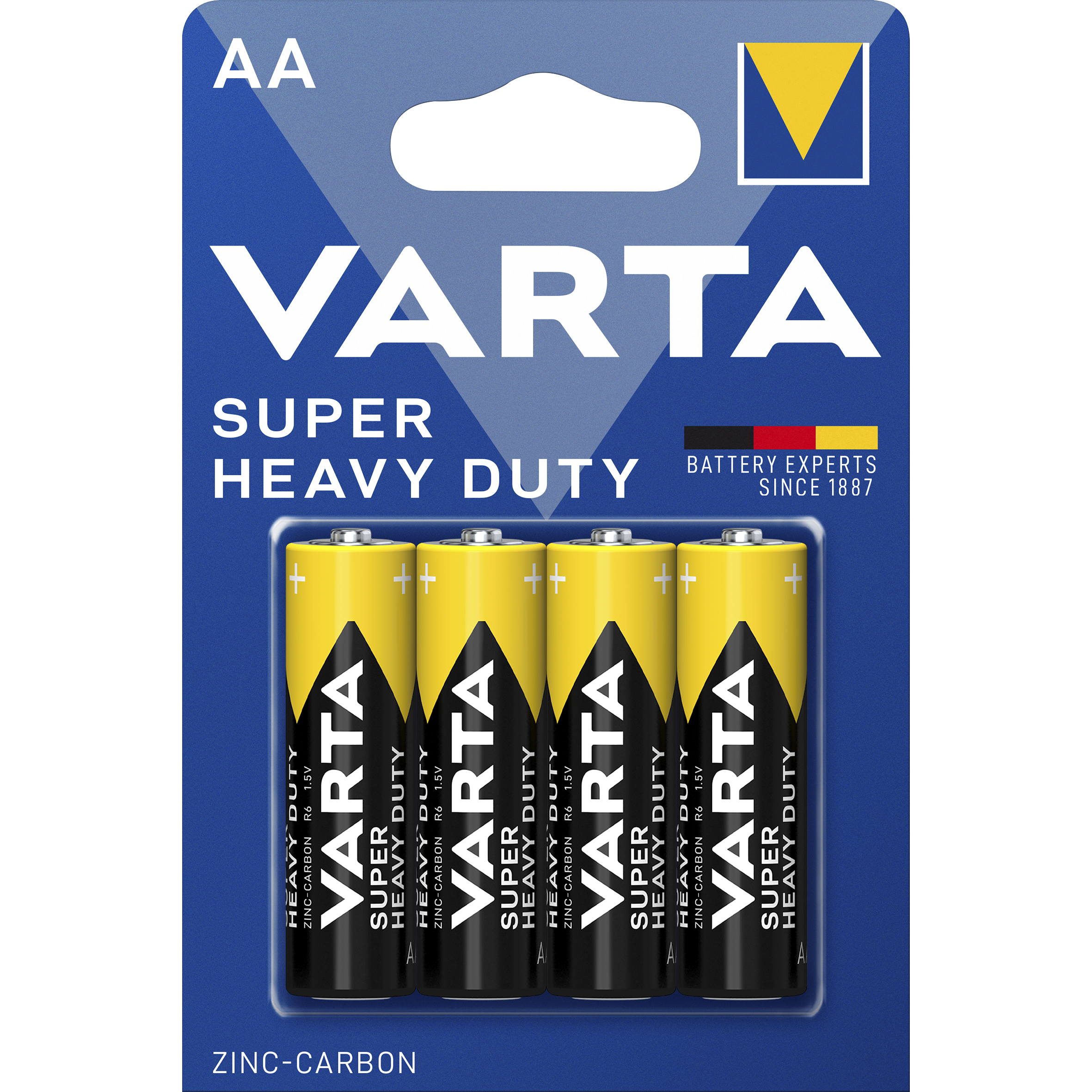 Mignon-Batterie VARTA ''Super Heavy Duty'' Zink-Kohle, Typ AA, 1,5V, R6, 4er-Blister