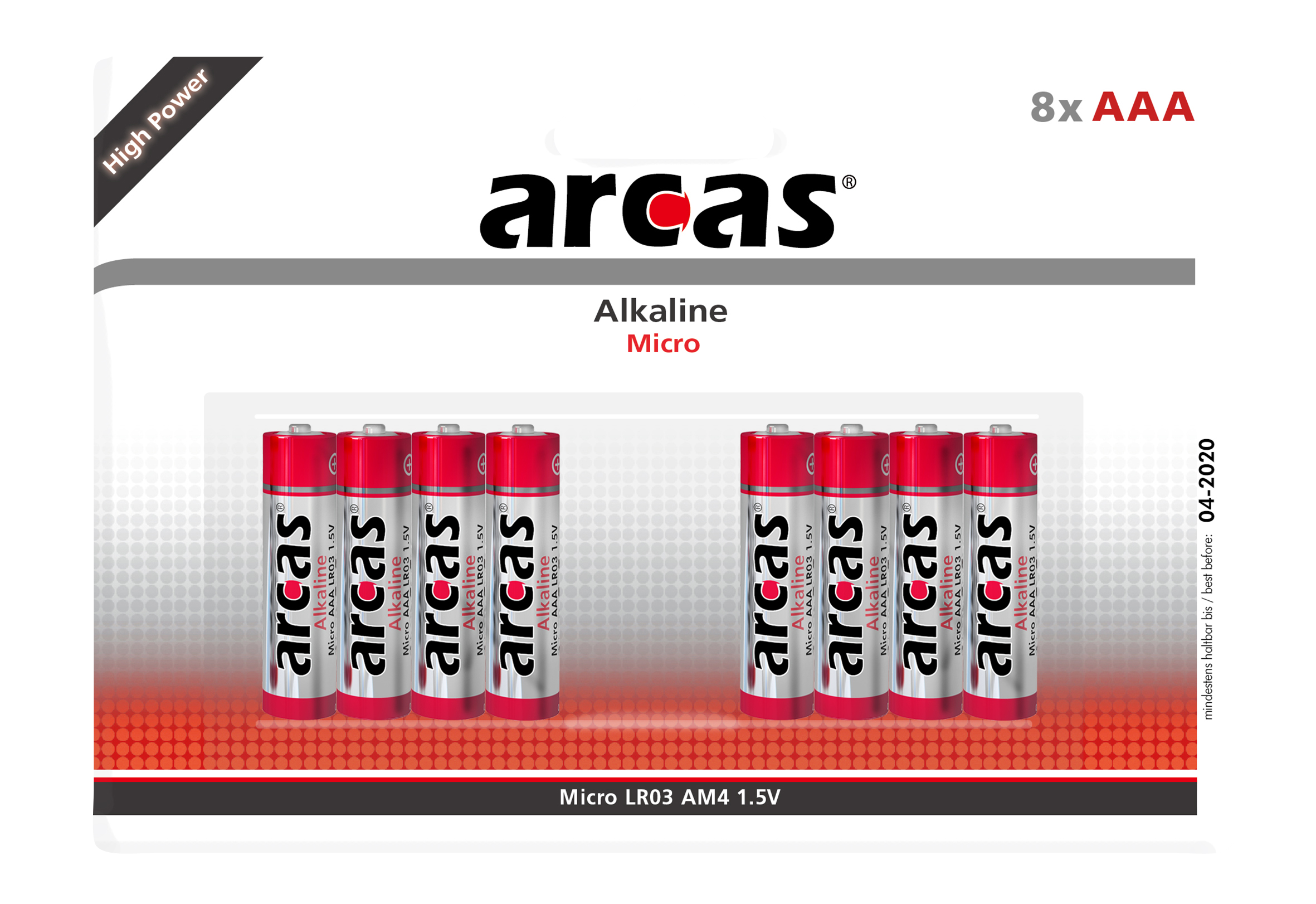 Micro-Batterie Alkaline 1,5V, Typ AAA/LR03, 8er-Pack