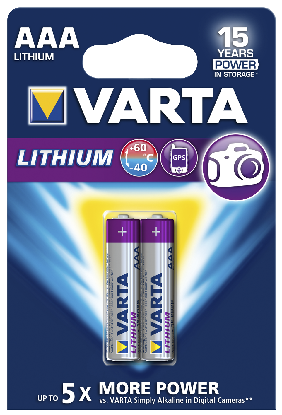 Micro-Batterie VARTA Professional Lithium, Typ AAA/6103, 2er-Blister