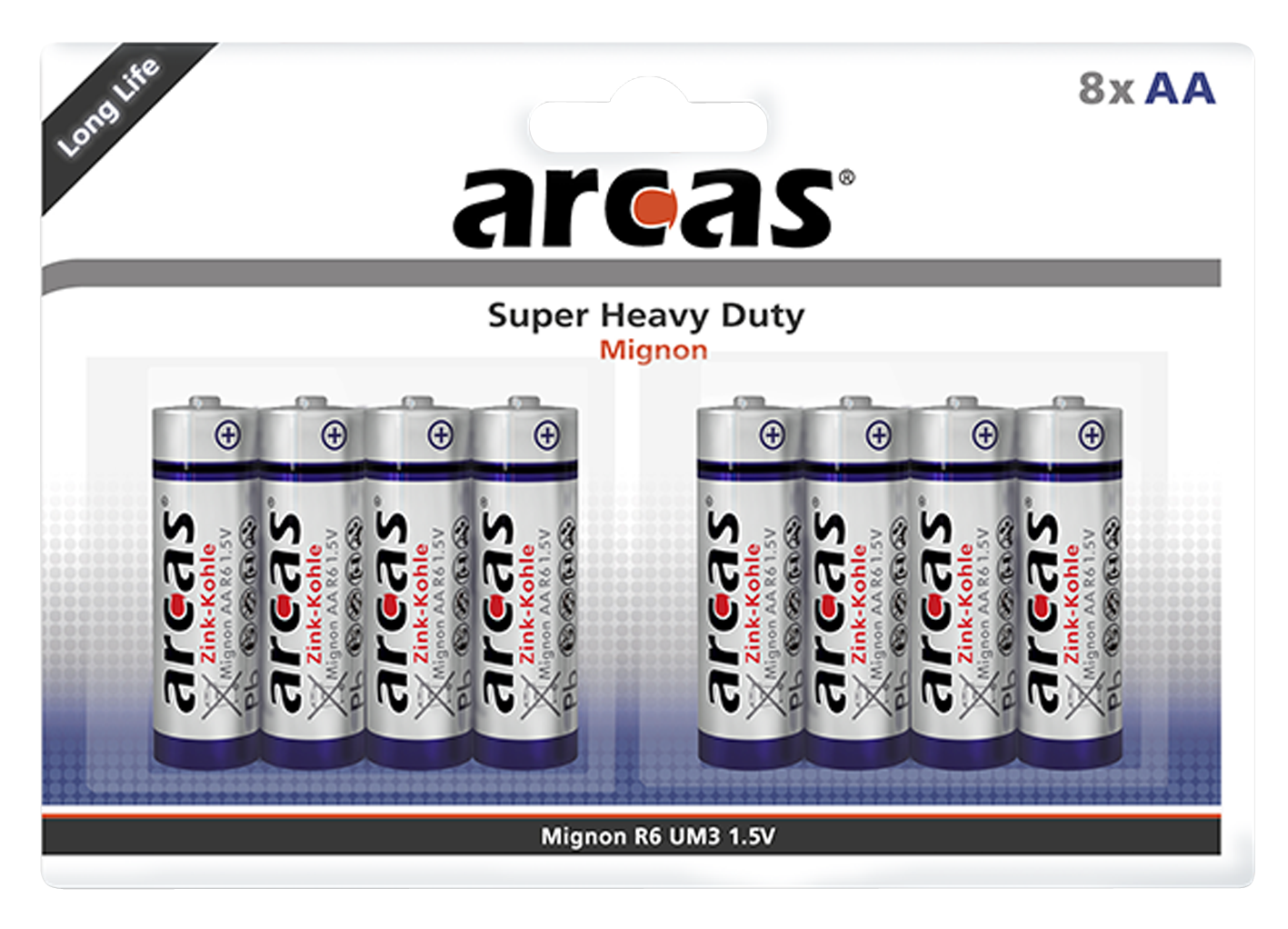 Mignon-Batterie Super Heavy Duty 1,5V, Typ AA/R06, 8er-Pack