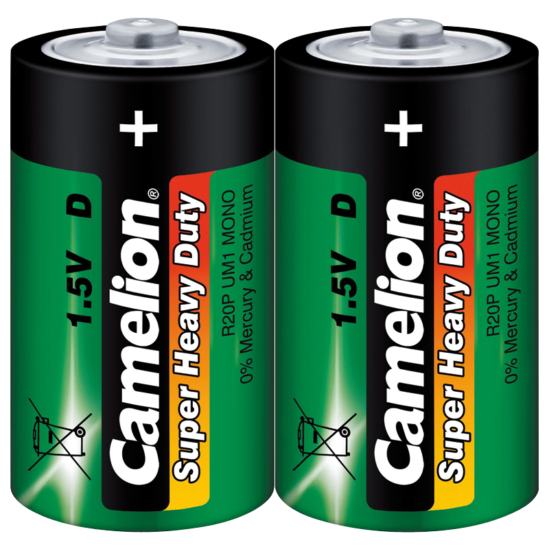 Mono-Batterie CAMELION Super Heavy Duty, 1,5 V, Typ D/R20, 2er Pack