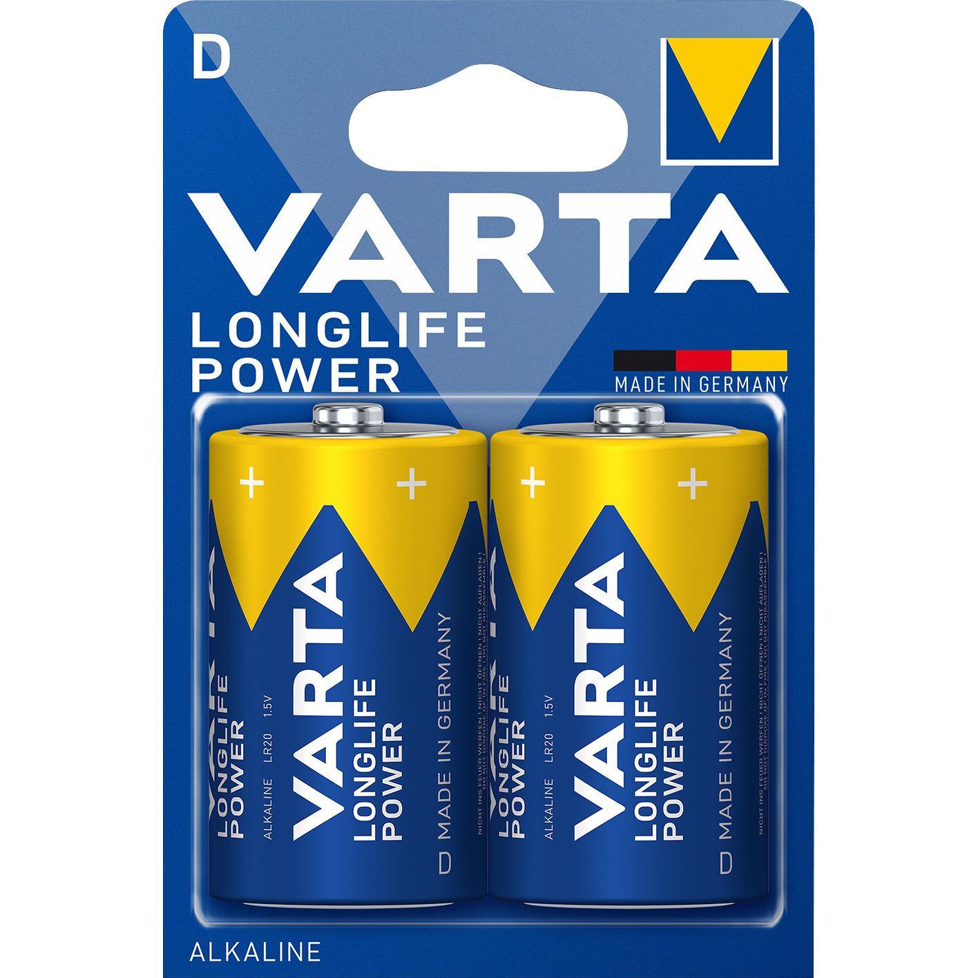 Mono-Batterie VARTA ''Longlife Power'', Alkaline, 1,5 V, Typ D, LR20, 2er-Blister