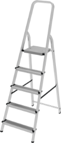 Stufenleiter aus Aluminium, einseitig begehbar, max. Tragfähigkeit 180 kg, NV 2110 1x8