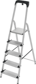 Stufenleiter aus Aluminium mit Stufen à 130 mm, mit Ablage, NV 2118 1x5