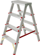 Stufenleiter aus Aluminium, beidseitig begehbar, mit Plattform 260х350 mm, max. Tragfähigkeit 225 kg, 2x5