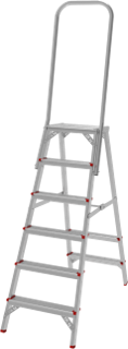 Stufenleiter aus Aluminium, einseitig begehbar, mit Sicherheitsbügel 800 mm, max. Tragfähigkeit 225 kg, 1х6