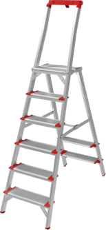 Stufenleiter aus Aluminium, einseitig begehbar, mit Ablage, mit klappbarer Plattform, max. Tragfähigkeit 225 kg, NV 5135 1х8