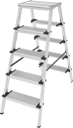 Stufenleiter aus Aluminium, beidseitig begehbar, mit Stufen à 130 mm, NV 1127 2x2