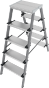 Stufenleiter aus Stahl, mit Stufen à 130 mm aus Aluminium, beidseitig begehbar, NV 1147, 2х3