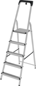 Stufenleiter aus Aluminium, mit Ablage, max. Tragfähigkeit 180 kg, NV 2115 1x6