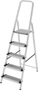 Stufenleiter aus Aluminium mit Stufen à 130 mm, max. Tragfähigkeit 180 kg, NV 2117, 1х4