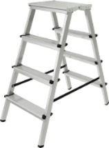 Stufenleiter aus Aluminium, beidseitig begehbar, mit Plattform 260×350 mm, NV 2120 2x4