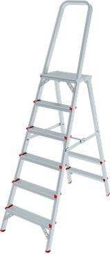 Stufenleiter aus Aluminium, einseitig begehbar, mit Plattform 260х350 mm, max. Tragfähigkeit 225 kg, 1х12