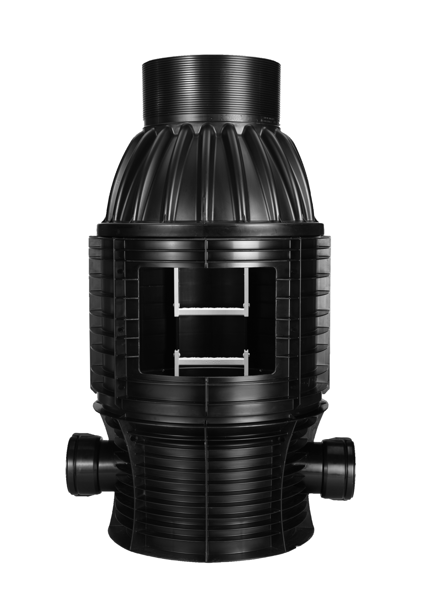 PP-Einsteigschacht DN 1000, Gerinne DN/OD 315e Zuläufe bei 180° und bei 90°, Zulauf-und Ablauf Muffe DN/OD 315, Schacht-Höhe= 300 -325 cm.