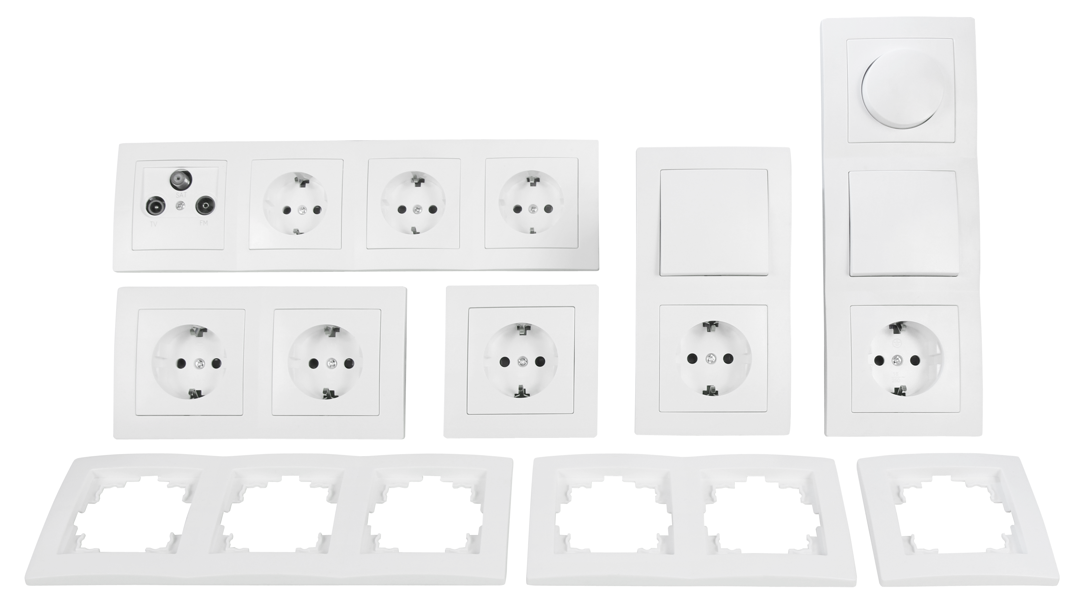 Schalter und Steckdosen Set McPower Flair ''Wohnlandschaft Dimmer'', 20-teilig, weiß