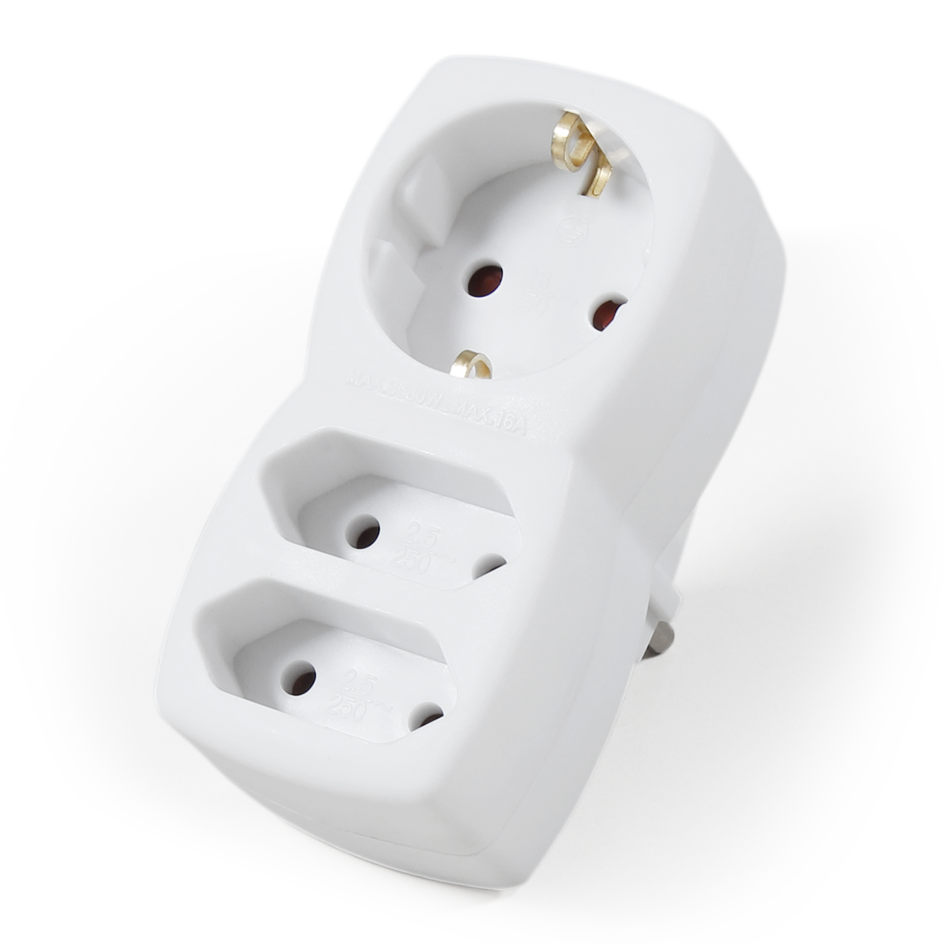 Steckdosenadapter 1x Schutzkontakt / 2x Euro, McPower, weiß