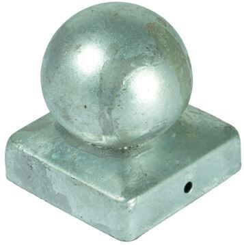 Pfostenabdeckung aus Metall. 7 x 7 cm Kugel Feuerverzinkt