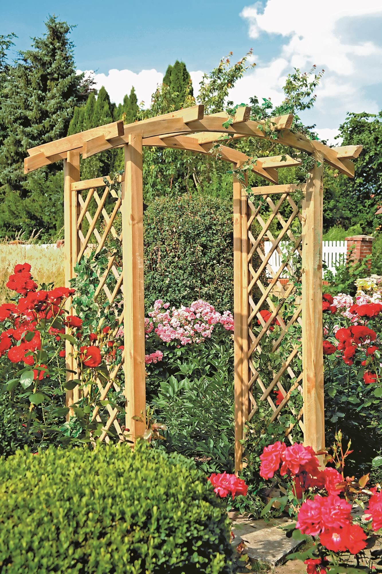 Bogen-Pergola-Entrée grün  ca. 134 x 230 x 74 cm. Durchgang ca. 100 cm