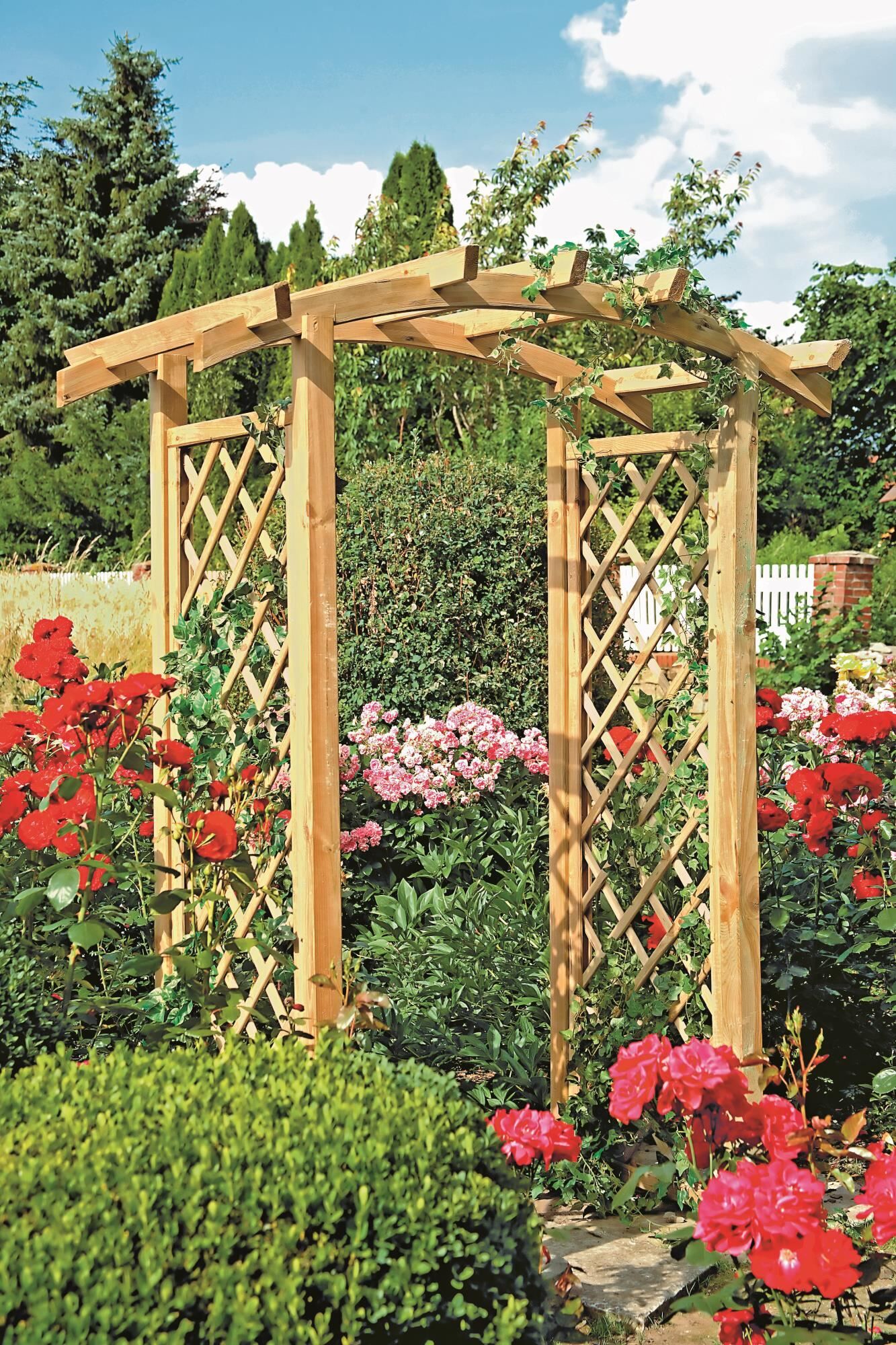 Bogen-Pergola-Entrée grün  ca. 134 x 230 x 74 cm. Durchgang ca. 100 cm