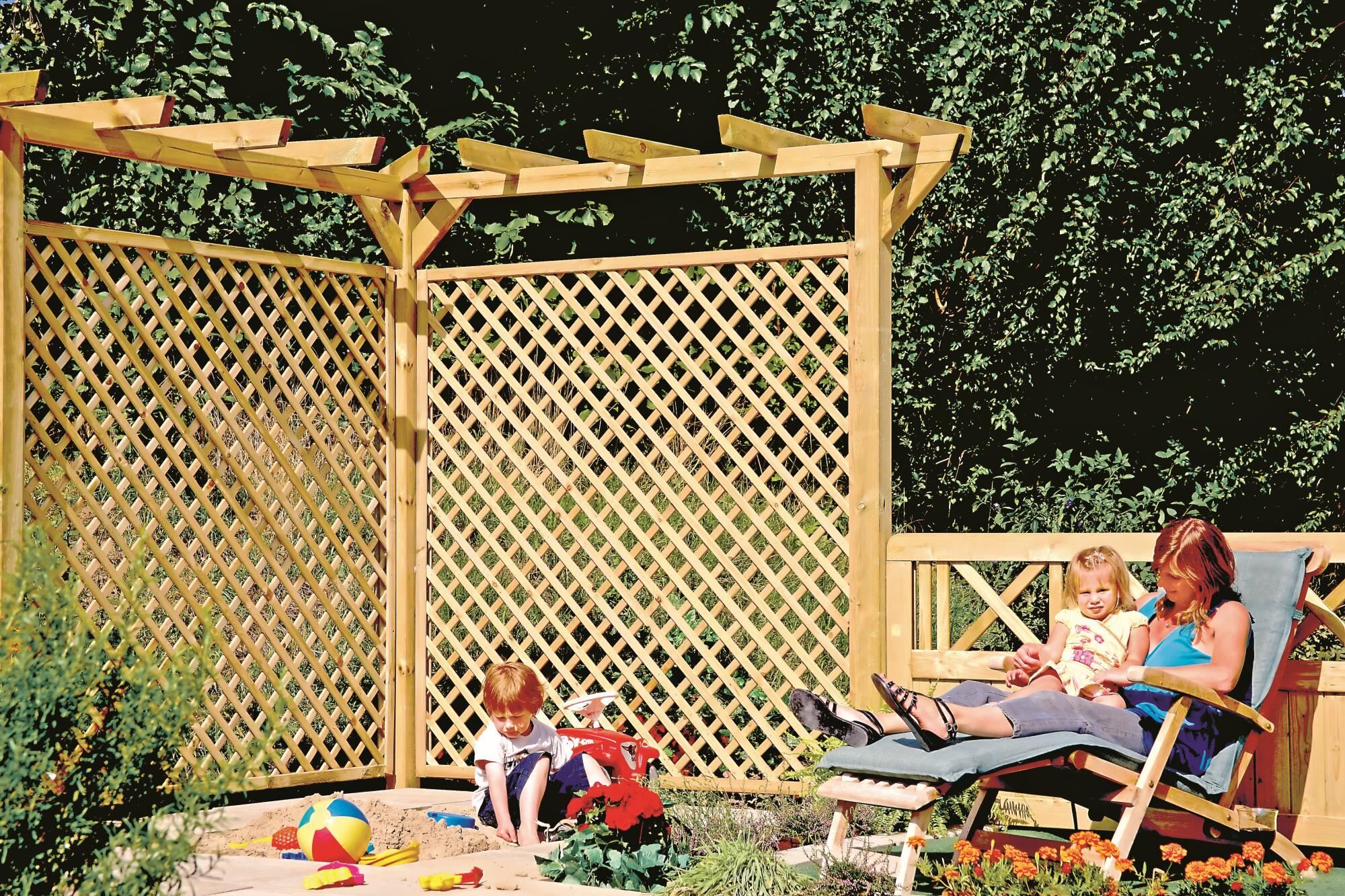 Pergola komplett grün  9 x 9 x 450 cm