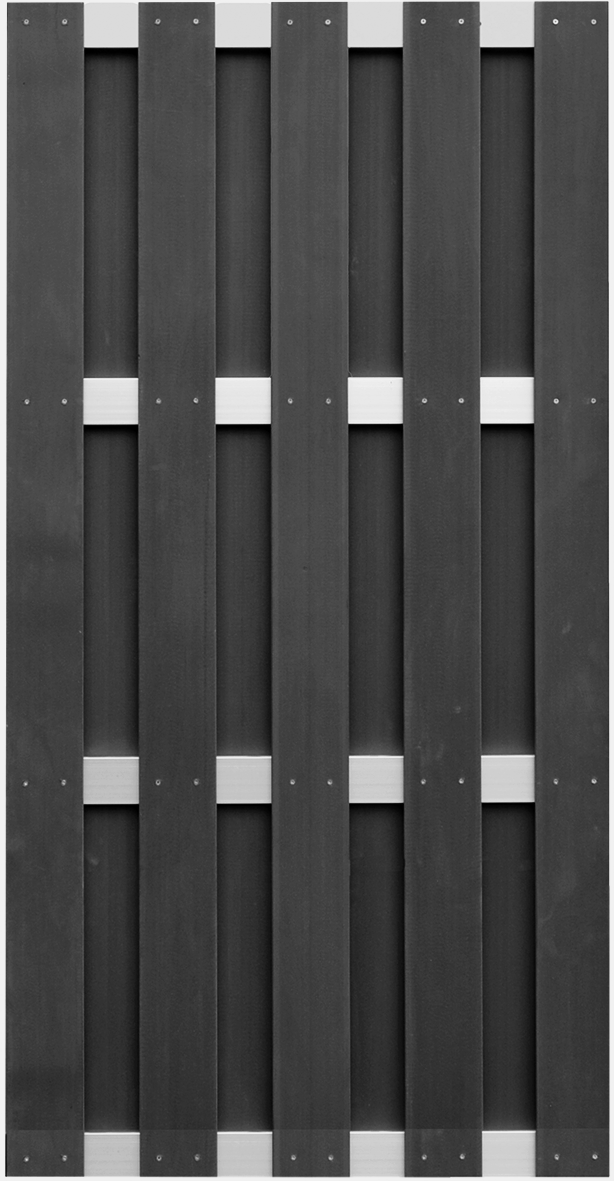 ELDENA-Serie ANTHRAZIT 90 x 180 cm. WPC-Bretterzaun 4 Querriegel ALU hell eloxiert #658220000