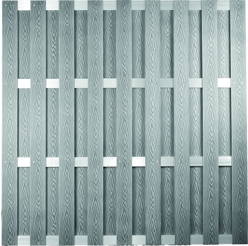 DALIAN-Serie ALU/Grau gebürstet 180 x 180 cm. WPC-Bretterzaun #08020194 GY