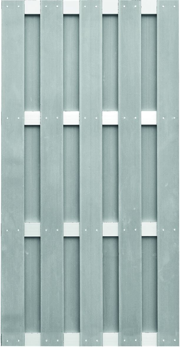 JINAN-Serie grau 90 x 180 cm. WPC-Bretterzaun Querriegel ALU anodisiert
