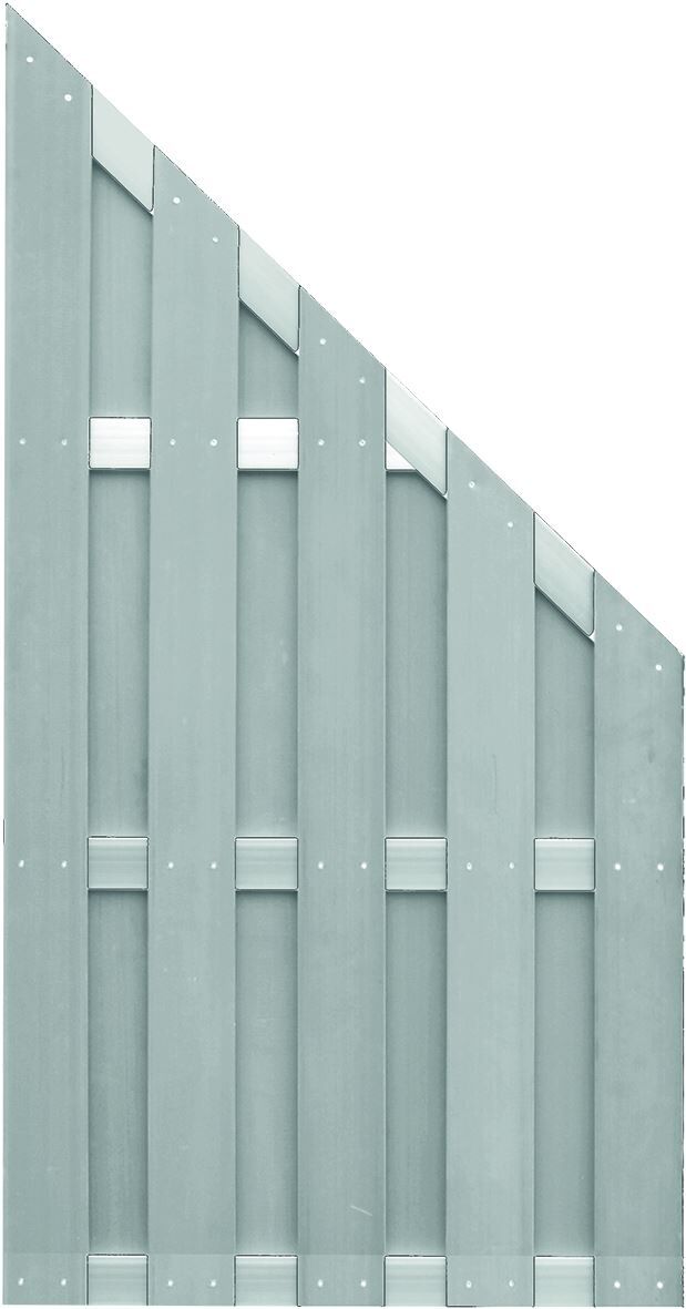 JINAN-Serie ECKE grau 90 x 180/90 cm. WPC-Bretterzaun Querriegel ALU anodisiert