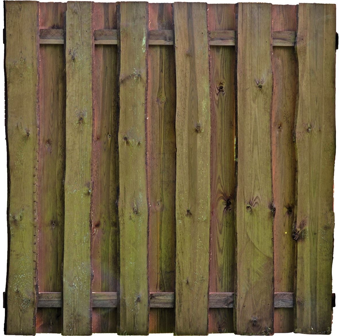 SEELAND-Serie kd-braun 180 x 180 cm. Bretter sägerau. mit Baumkante  ca. 16mm. Riegel 30/80 mm