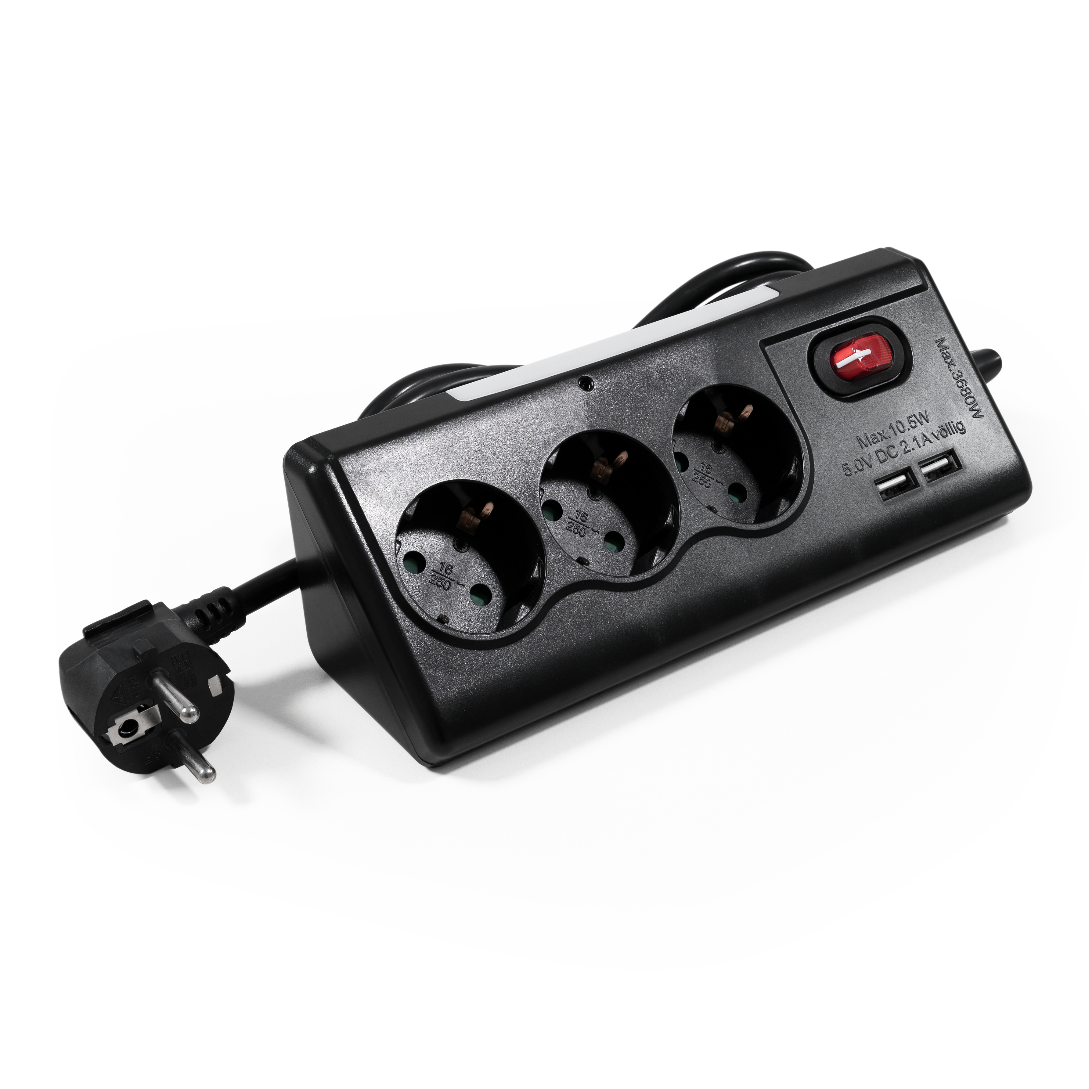 Tischsteckdose McPower ''TS-03'' 3-fach Schutzkontakt, 2x USB, mit Schalter