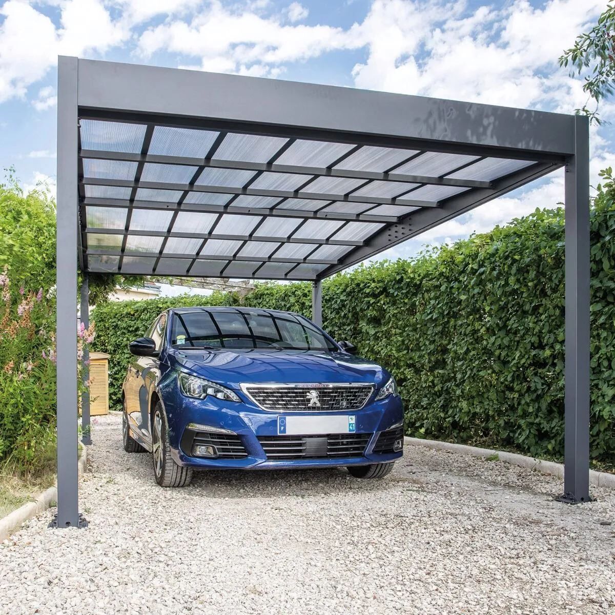 Trigano Carport Libeccio 15.8m² aus Aluminium inkl. 5 Seitenwände