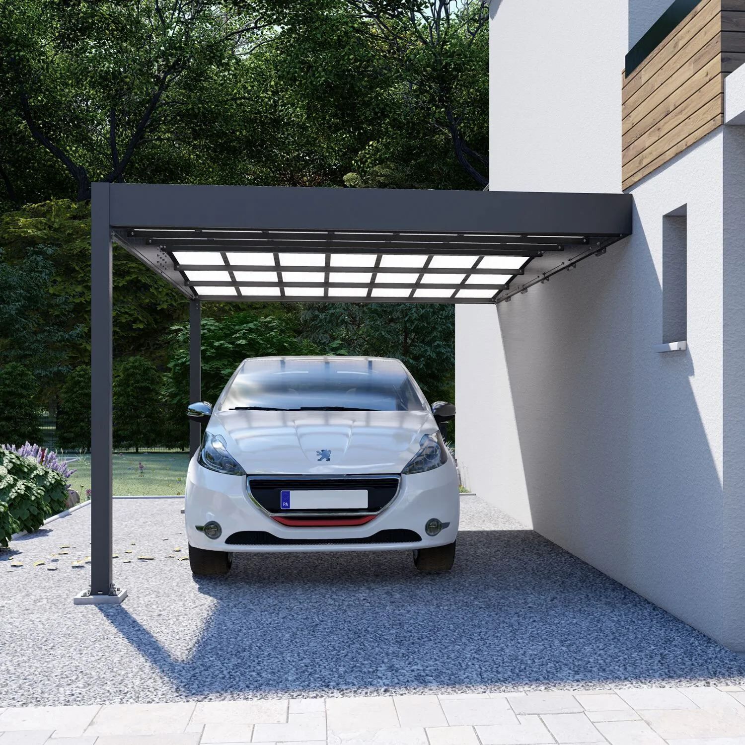 Trigano Carport Libeccio Wall 15.65m² aus Aluminium