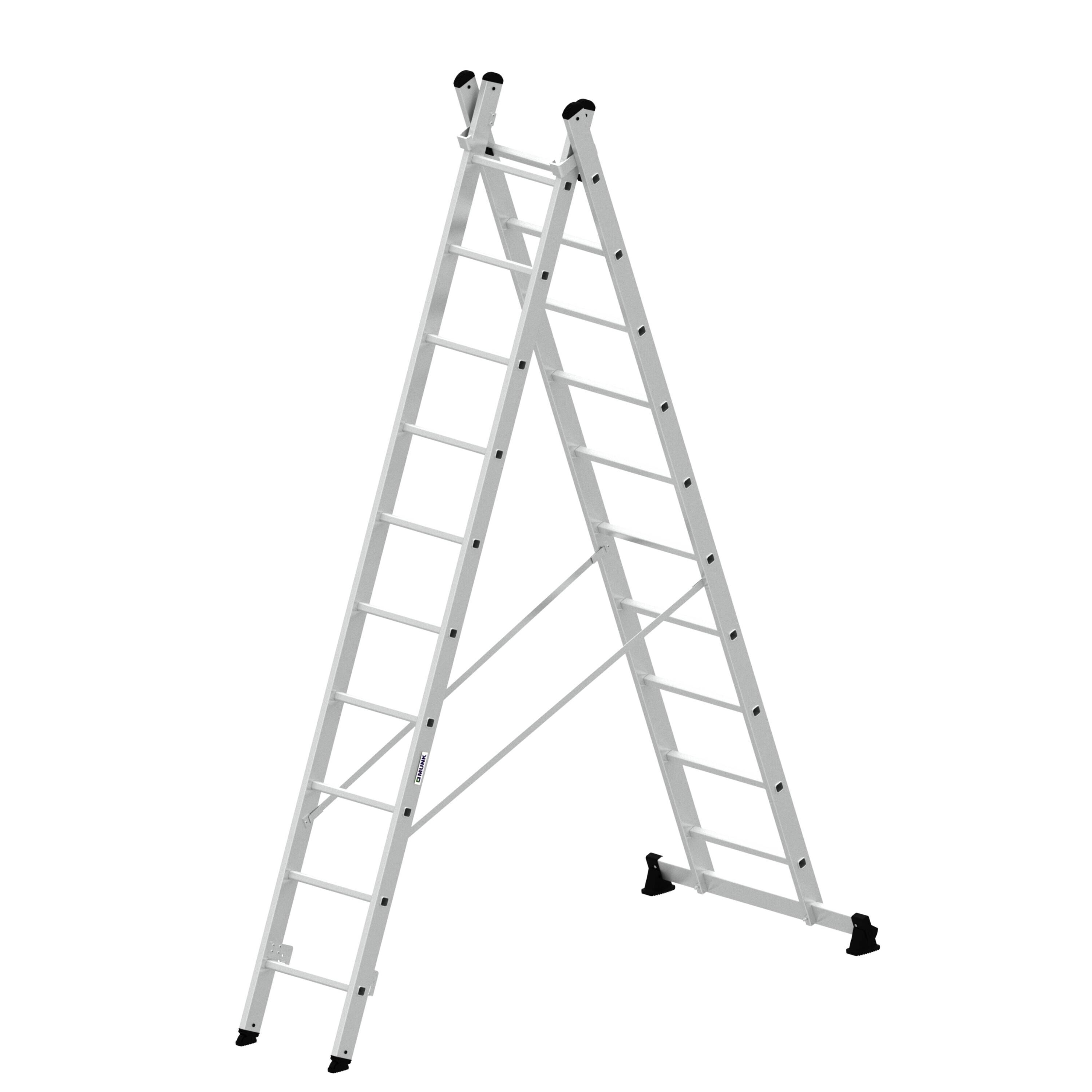 Sprossen-Mehrzweckleiter 2-teilig mit nivello®-Traverse 2x10 Sprossen
